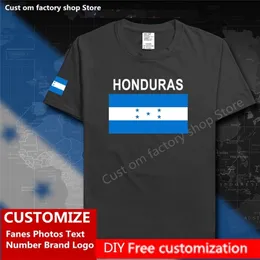 Honduras Country Flag Tişörtlü DIY Özel Jersey Hayranları İsim Marka Pamuk Tişörtleri Erkek Kadınlar Gevşek Sıradan Spor Tişörtleri 220620