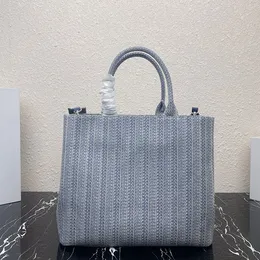 Mais de alta qualidade nova bolsa de bolsa bordada de grande capacidade sacos de compras letra de tecido tira de tweed bolsas manusear bolsas de ombro de moda