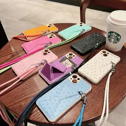Magnet Bling Diamond Pu Leather Leather Froofchproof Fors for iPhone 13 12 11 Pro Max Mini XR XS X 6S 7G 8 Plus S22 Ultra A03S A23 A53 Case Magnetic Cover مع حبل سلسلة