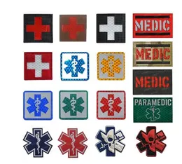 Sammelbare Fans IR Rotes Kreuz Sanitäter EMT EMS Army Combat Medic Erste-Hilfe-Patches Reflektierende taktische medizinische Insignien Patch-Abzeichen