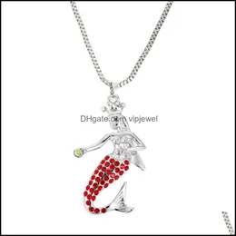 Naszyjniki wiszące wisiorki syreny dla kobiet mody długie łańcuchy emalia kryształowy naszyjnik piękny Vipjewel Drop dostawa 2021 Vipjewel Dhybh