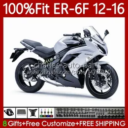 Corpo stampo ad iniezione per KAWASAKI NINJA 650R 650 R ER6 F ER 6F 2012-2016 Carrozzeria 136No.25 ER-6F ER6F 12 13 14 15 16 650-R Argento lucido 2012 2013 2014 2015 2016 Kit carenatura OEM