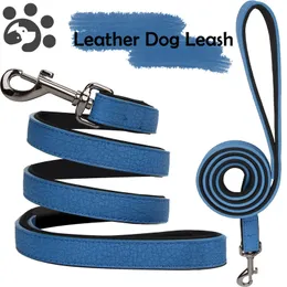 Big Dog Leash Leather Long Leash para pequenos cães médios colar cães cães de colmeira de couro com acessórios para cães de líder de estimação de gancho 201101