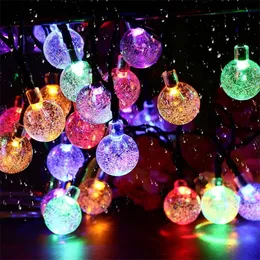 8モードソーラーLEDバブルクリスタルボールライトインドゥーアアウトドアガーデンクリスマスパーティーと休日の装飾用の妖精の防水妖精220429