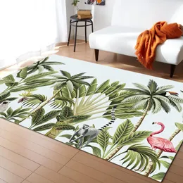 Tapetes plantas tropicais animais flamingo palmeira árvore verde impresso no chão tapetes tapetes de lounge kids carpet sala de estar quarto decoração de casa decorcarp