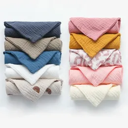 5PCs Kids Muslin Handduk 100% Bomull Blanket för Baby Saliv För Född Badmatning Face Washcloth Spädbarn Gaze W220325