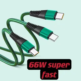 3 in 1 USBタイプC携帯電話ケーブル66W Super Fast充電Android Type-C Huawei Xiaomi Micro Oneドラッグ3つのデータライン