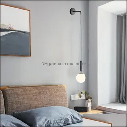 Lampa ścienna dom Deco el zasilanie ogrodu nowoczesne szkło skandynawskie wandlamp nocna czytanie okrągłe aplikacje Murale Luminaire Nordic LED światło