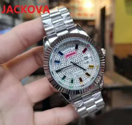 Gli amanti di Montre De Luxe orologi da uomo da donna 40mm data automatica diamanti colorati design da tennis orologio da polso in acciaio inossidabile solido fine giorno data regali orologio da polso europeo