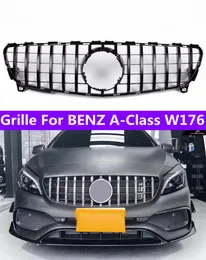 1 PC Body Kits GT Style ABS Car Front Bumper Kidney Grilles For BENZ A-Class W176 Silver/ Black Replacement Grill Racing Grille 2013-20 18