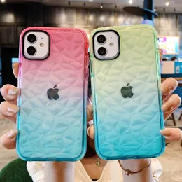 3D Gradient Diamond Transparent Clear Soft TPU Shockproof Cases For iPhone 13 12 11 Pro Max XR XS 7 8 Plus Samsung S20 S21 FE S22 Ultra A22 A52 A72 A51 A71 A10S A20S A03S