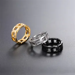 Trendy Chain Opening Ring Stainless Steel Jewelry Statement Gold Metal Texture High Quality Finger Ring Anillos Mujer 220728