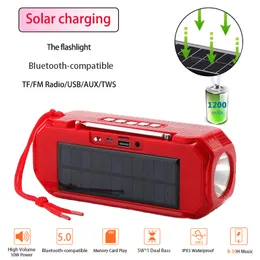 Altoparlante compatibile Bluetooth Altoparlante portatile a ricarica solare Mini colonna wireless Supporto surround musicale stereo da 10 W FM / TF