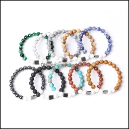 Arts And Crafts 8Mm White Dyed Lava Stone Chakra Strand Bracelets For Women Men Yoga Buddha Energy Jewelr Sports2010 Dha42
