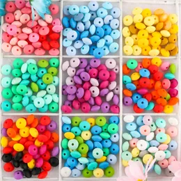 Kovict 50pcs Baby Teething Toys Pearl Silicone Beads Lentil 12mm Baby Teether Beads DIY Necklace Jewelry Bead Baby Care Toy 220602