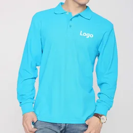 Impressão personalizada Design Your Own Text Men Manga de manga longa camisa Jerseys S Solid Solid Casual Polo Tops Tops Roupas 220713