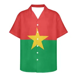 Mäns casual skjortor Burkina Faso flaggdesignmönster sommar vintage mode kort ärm Hawaii för män camisa maskulina semesterparti