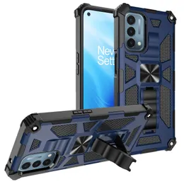 Stuffsäker hybrid inbyggda kickstand-fall för OnePlus Nord N200 N100 N10 9 Pro One Plus Ace Camouflage Camo Stand Armor Phone Covers