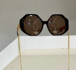 Polygon شكل نظارة شمسية ذهبية أسود داكن رمادي مع سلسلة Sonnenbrille Occhiali da Sole UV400 حماية مع Box325p