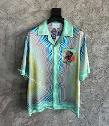 2022ss new Casablanca emerald King gradient silk short sleeve shirt Hawaii men designer shorts summer beach print tops