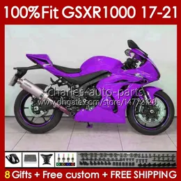 Injection Fairings For SUZUKI K17 GSXR 1000 CC 17 18 19 20 21 Bodywork 146No.44 GSXR1000 1000CC GSXR-1000 2017 2018 2019 2020 2021 GSX-R1000 17-21 OEM Bodys glossy purple