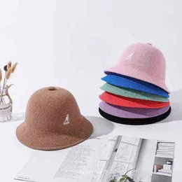 2021 New Spring New Kangaroo Fisherman Hat Temale Fully Solid Color Distr Dainter Hat Wool Wool Hat Tide H220419