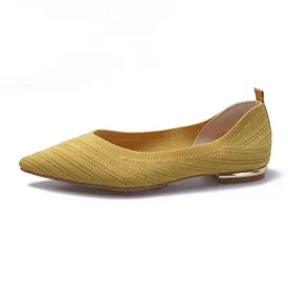 Damskie sukienki buty 2022 Puntschoen Balet Flats Vrouwen Lente Herfst Lage Slip OP Comfortabele Muilezels Zachte Mesh Platte Gebreide Jurk Schoenen Dames 220607