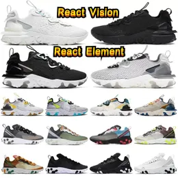 React Vision Element 55 87 Man Women Running Shoes Triple Black White Iridescent Vast Grey Honeycomb Schematic Men Trainers Sports Sneakers