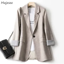 Blazers Women Trendy Patchwork Korean Chic Spring Loose Pockets Lady Elegant Coats Single Button Minimalist Outwear Long Sleeve 220812