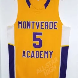 XFLSP # 5 RJ Barrett Montverde أكاديمية الرجعية الثانوية مدرسة كرة السلة جيرسي رمي الخنزير التطريز الفانيلة مخصص أي عدد واسم