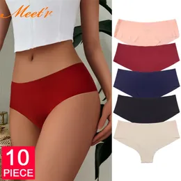 Meet'r 10 PCS/Lot Seamless Panty Set Underwear Female Comfort Intimates Fashion Low-Rise Briefs 5 Colors Lingerie Drop 220426