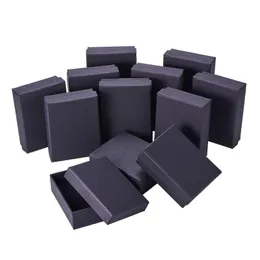 Pandahall 18-24 pçs / lote preto quadrado retângulo papelão conjunto de jóias caixas anel caixas de presente para embalagem de jóias f80 220509249k