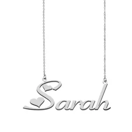 Colares pendentes Sarah Nome colar Colar personalizado aço inoxidável gargantilha 18k Gold Plated Letter Letter Jeia Friends Pledanho de presente