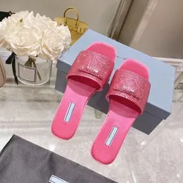 Pantofole diamantate comode antiscivolo con suola spessa di alta qualità moda donna triangolo decorazione scarpe firmate di lusso confezione regalo taglia 35-40