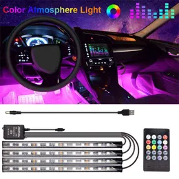 LED Car Foot Ambient Light with USB Dillette Lighter Backlet Music Control App RGB Auto INTORIOR DICFORATION LIGHTS Y220708