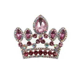 50pcs 50mm Crown Brooch Pin Silver Tone Clear And Pink Rhinestone Crystal Costume Decoration Jewelry Wedding Brooches