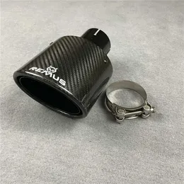 Full Glossy Black REMUS Muffler Tip Exhaust Pipe Car Universal OUTLET 105 130MM Stainless Carbon Fiber Material Tailpipe