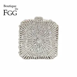 Boutique De FGG Crystal Women Evening Box Bag Wedding Bridal Minere Handbags and s Ladies Party Clutch 220630