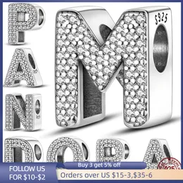 925 Sterling Silver Ciondola Charm 26 lettere A-Z serie Perline Bead Fit Pandora Charms Bracciale Accessori gioielli fai da te