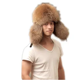 Berets Men Fur Bomber Hats of Natural Saccoon z Earflaps Czarne srebrne czapki Leifeng dla mężczyzn M101