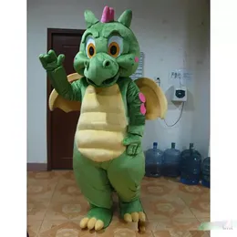 Factory direct Adult cartoon character cute green dragon Mascot Costume Halloween party costumes