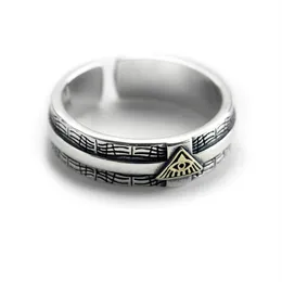 Avancerad 925 Sterling Silver Retro Personlighet Ring Male God's Eye Opening Justerbar hiphop tidvattenmärke smycken gåva