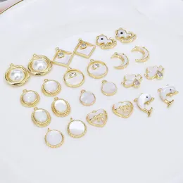 Подвесные ожерелья 2pc натуральные раковины круглые квадратные чары Золотая Мать Жемчужина Серьги Сервинг