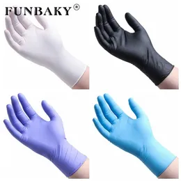 FUNBAKY 100pcs Disposable Nitrile Gloves For Home Cleaning /Food/Garden Gloves Universal For Left And Right Hand T200508