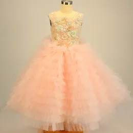 2022 schöne lavendar blume mädchen kleider 3d blumen mädchen pageant kleider für kinder hochzeit tutu baby mädchen kleider erster heiliges kommunion kleid