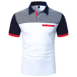 Men Polo Summer Shirt Kolor Kolor Lapel z krótkim rękawem Ubranie odzieży Streetwear Casual Fashion 220614