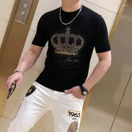 T-shirt da uomo Estate europea Casual da uomo Girocollo a maniche corte Soft Chic Crown Diamond T-shirt originale 3D lucida