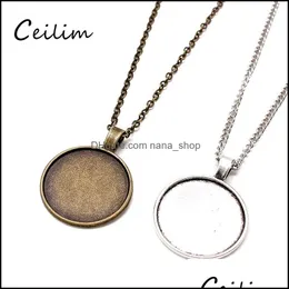 Pendant Necklaces Pendants Jewelry Wholesale Bronze 55Cmand5Cm Link Chain Necklace Alloy Base Tray Bezel Blank For Handmade 25Mm Cabochons