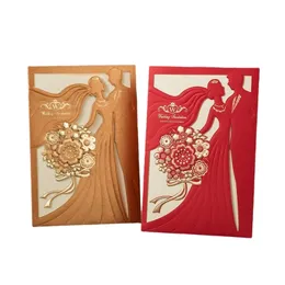 2550Pcs Laser Cut Bride and Groom Invitations Flower Customize Greeting Card Bridal Shower Wedding Party Supplies 220711