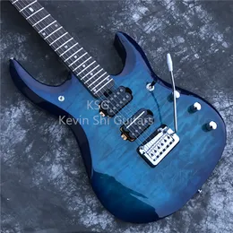 Transparent Blue Music Man JP6 Elektrisk Gitarr Toppkvalitet John Petrucci Signatur MusicMan 6 Strängar Anpassad Guitarra Bolt på nacken